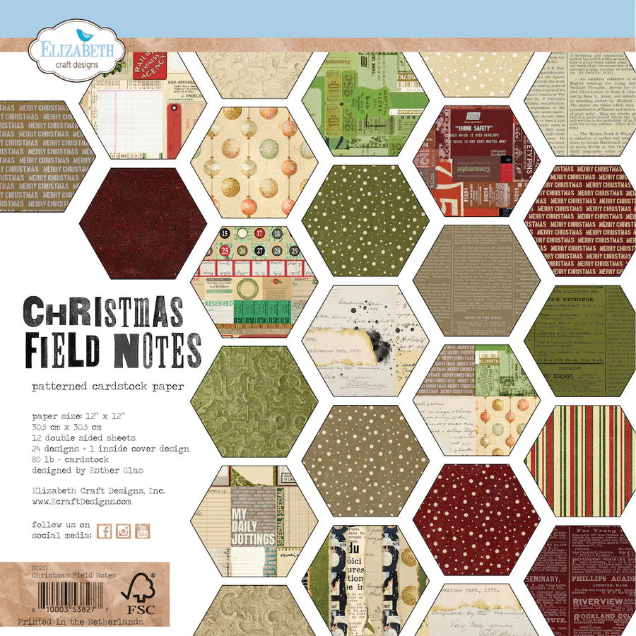 Elizabeth Craft Designs Christmas Field Notes 12” x 12” Paper